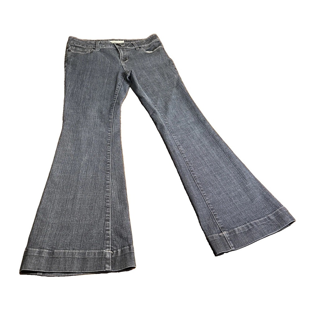 VTG Y2K MIXIT Womens Jeans Size 8 Blue Stretch Flare Wide Leg Low Rise Denim